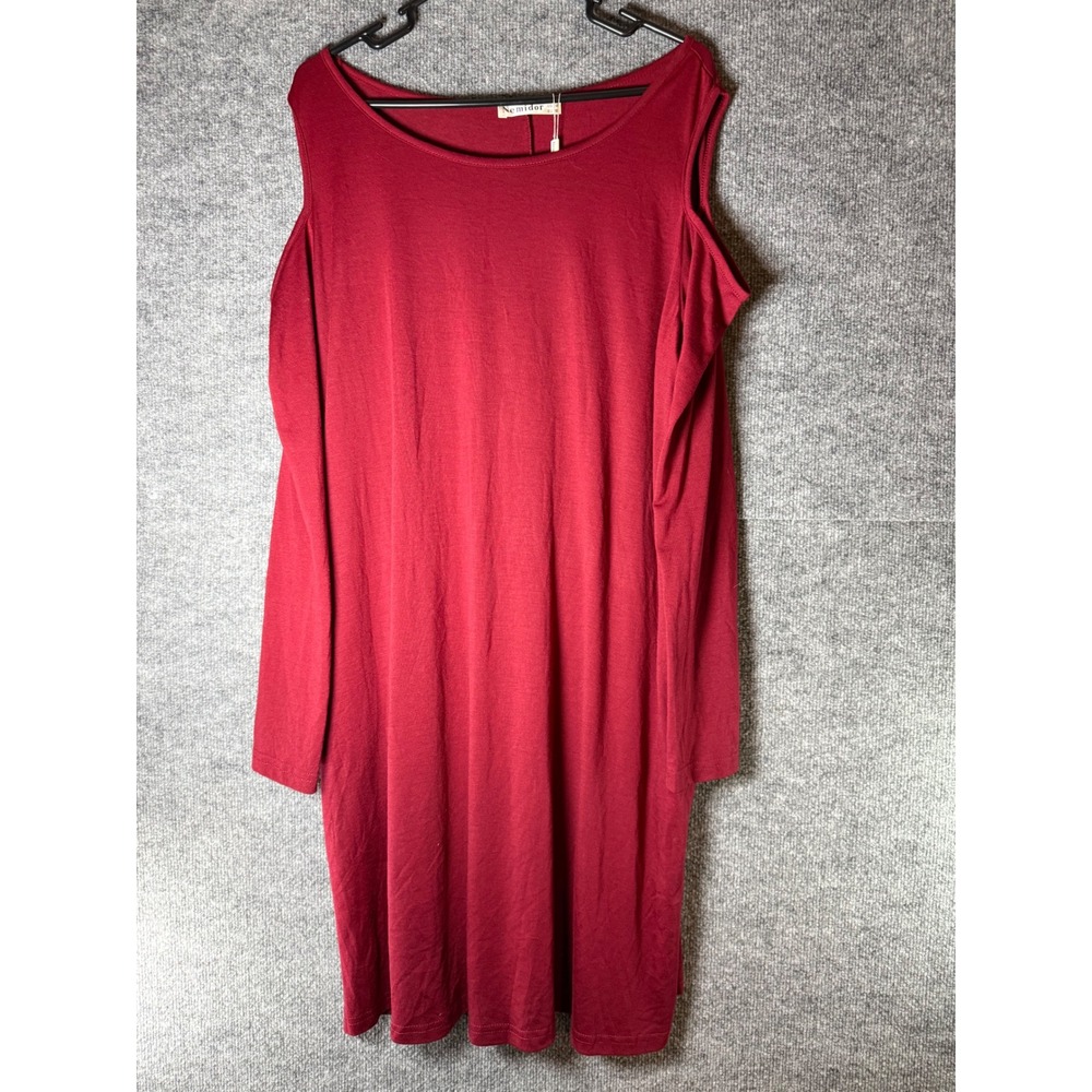 Nemidor Womens Plus Size Cold Shoulder Long Sleeve Red Tunic Dress US 18 NWT